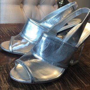 NINA NEW  YORK clear silver heels